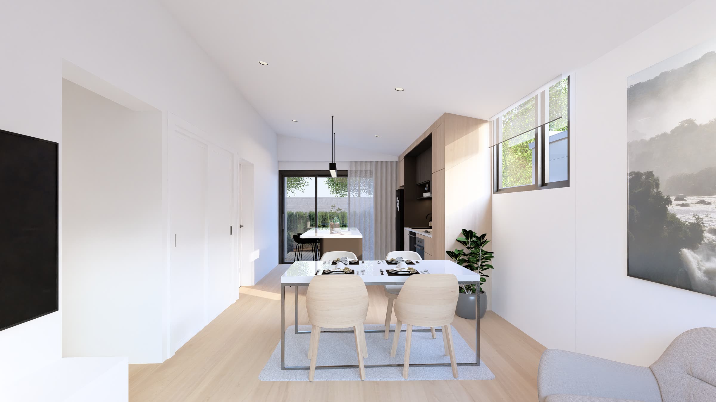 Dining toward courtyard